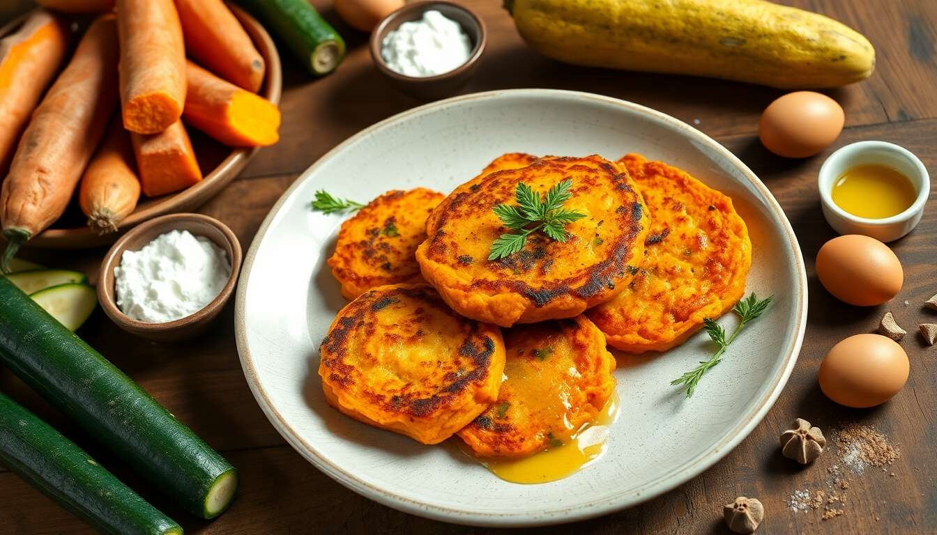 Galettes de patates douces et courgettes : recette facile et savoureuse