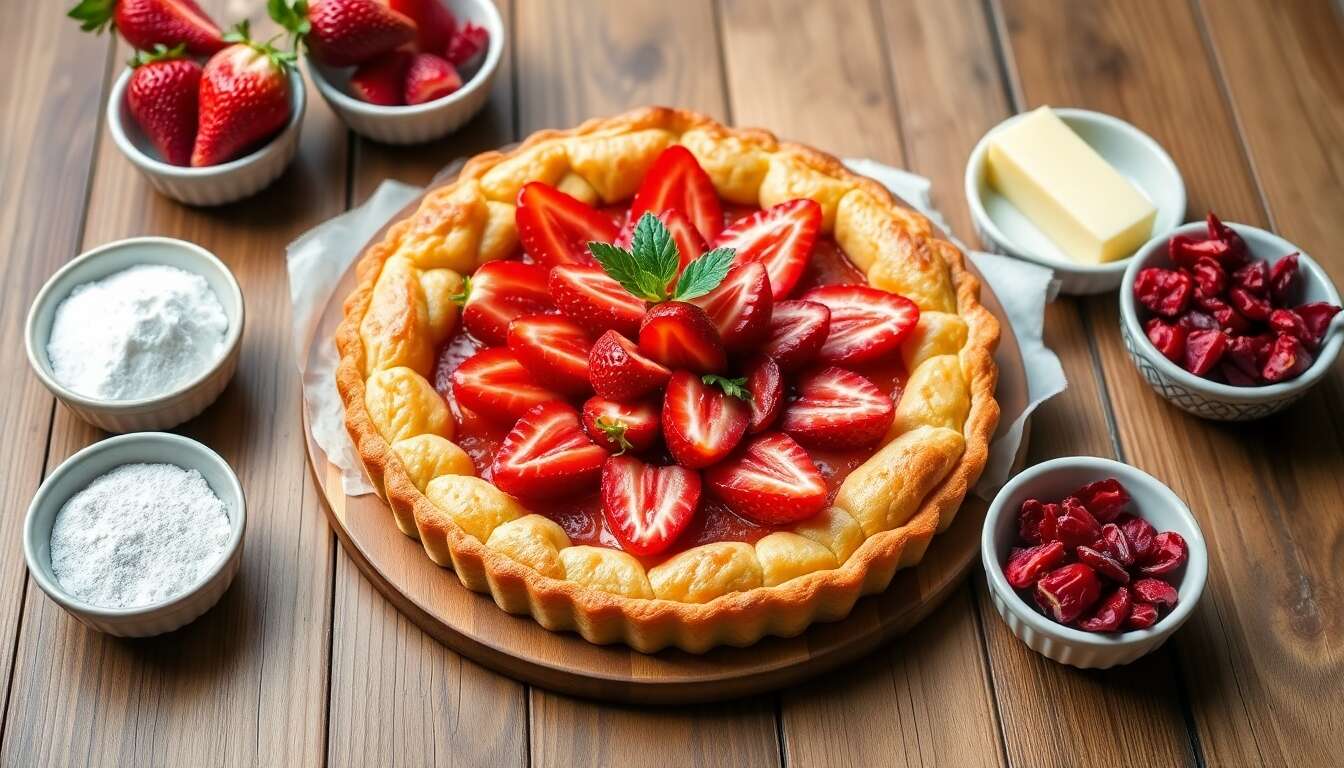 Recette tarte fraise rhubarbe facile et savoureuse