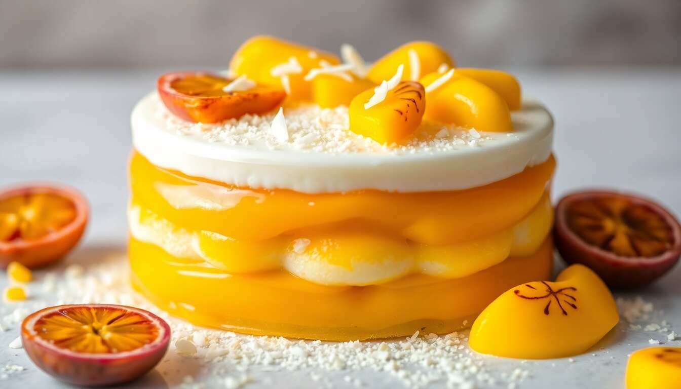 Entremets Coco Mangue Passion : recette Exotique et Rafraîchissante