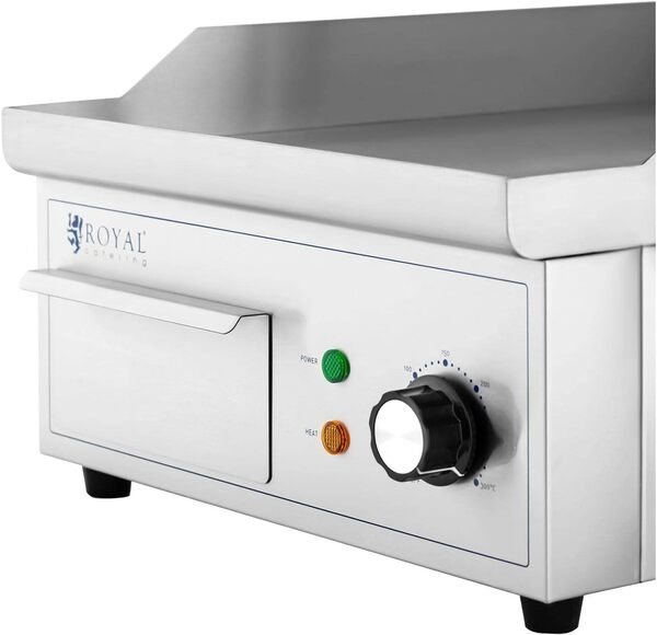Royal Catering RCPG45-M Plancha Électrique Professionnelle Plaque De Cuisson 2 000 Watts Grill (2 000 W, 360 x 380 mm, Plaque Lisse Et Rainurée En Fer)