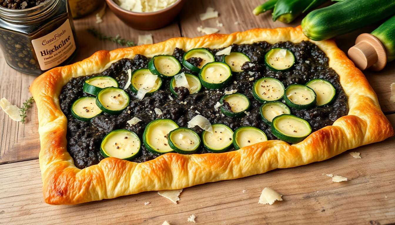 Tarte fine aux courgettes et tapenade : recette facile et savoureuse