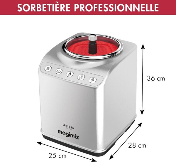 MAGIMIX Sorbetière 11680 Gelato Expert, Machine à glace professionnelle, Turbine à glace, glace italienne, glace artisanale, granité