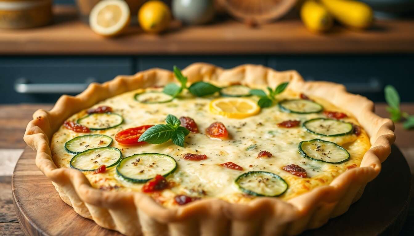 Quiche Aux Courgettes, tomates Confites, menthe et Citron Confit Sans Œuf