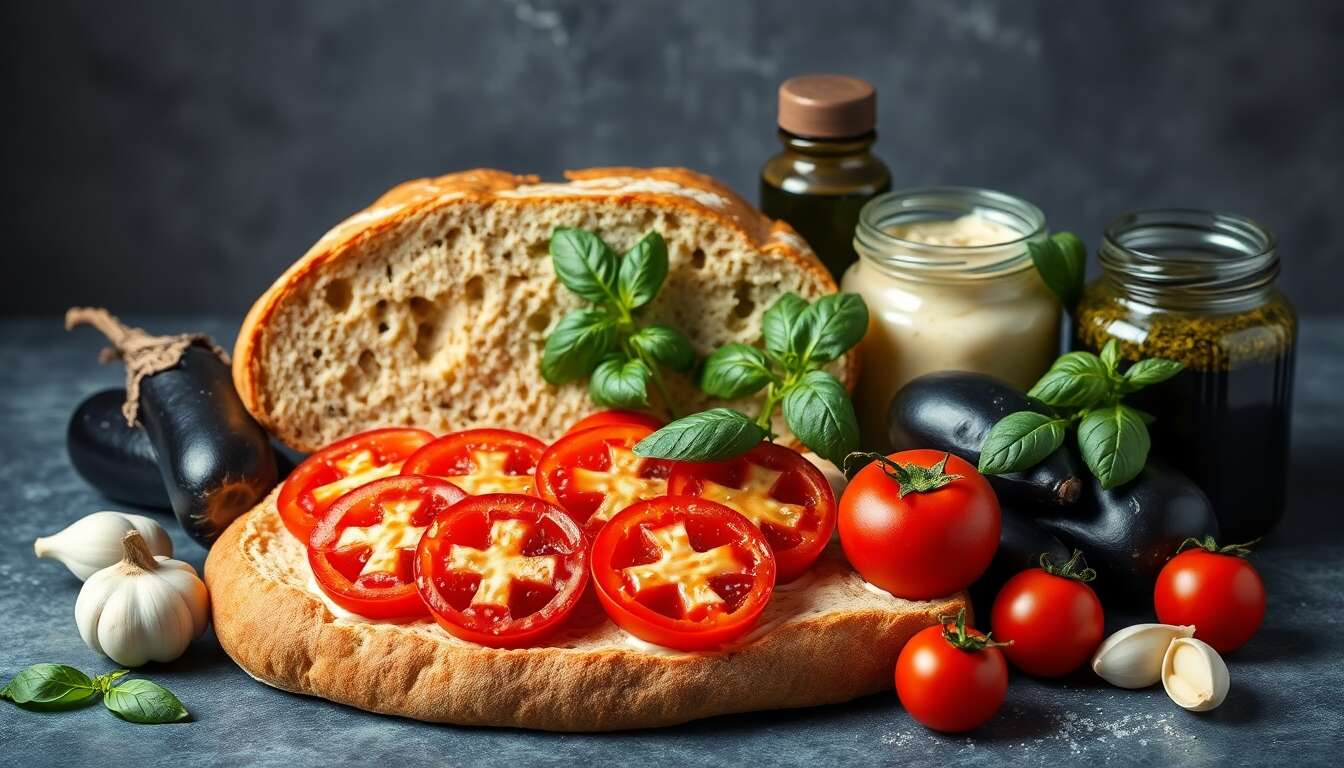 Pain pressé aux tomates, mozzarella et aubergines : recette savoureuse