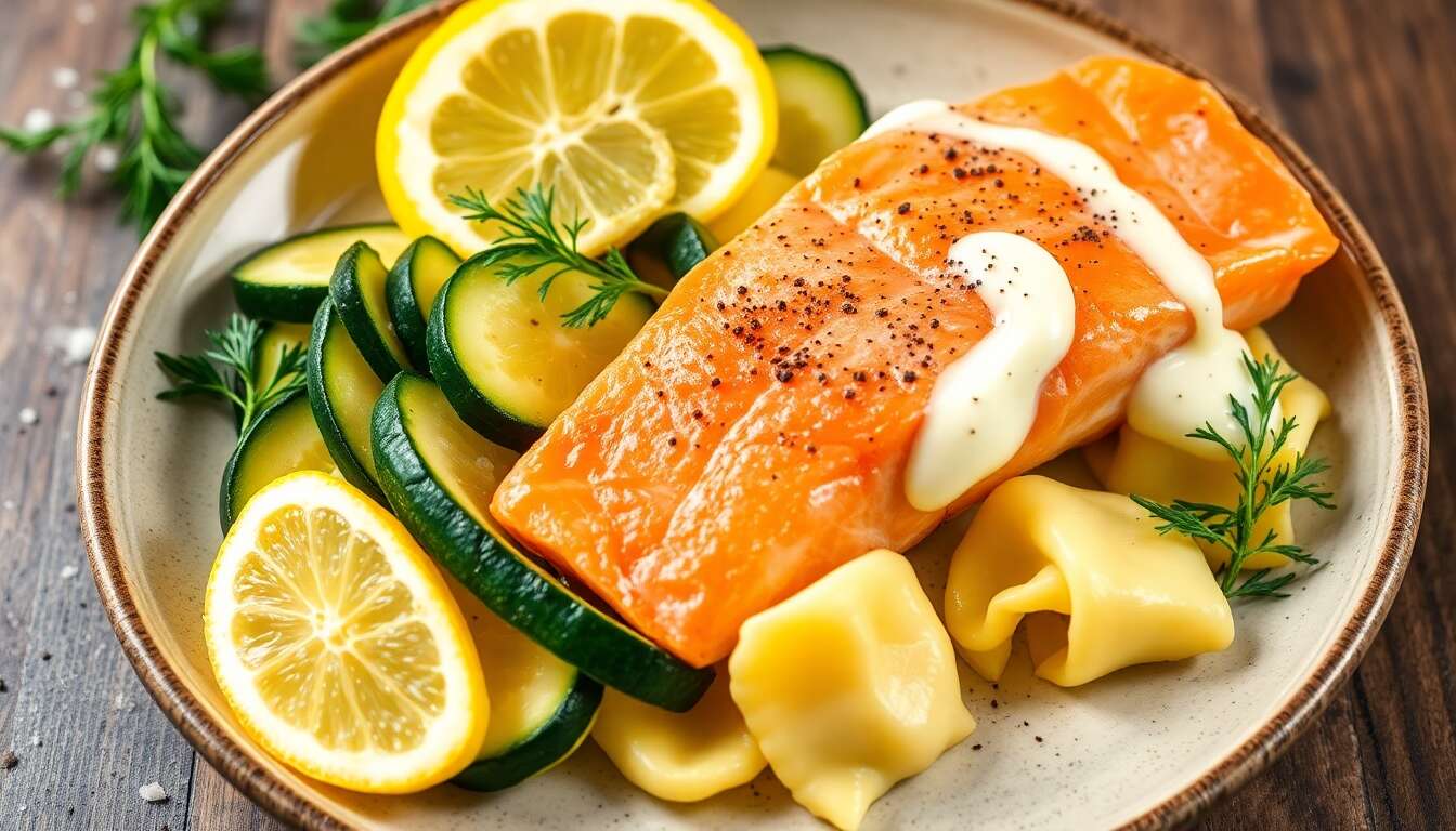 Papillote de saumon aux courgettes et ravioles du Dauphiné : recette estivale