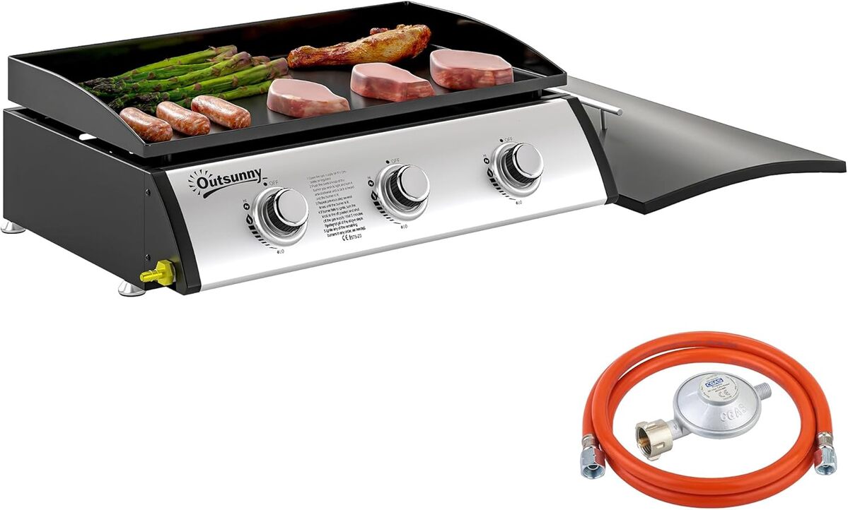 Test : plancha gaz Outsunny 3 brûleurs, 7, 5 kW portable