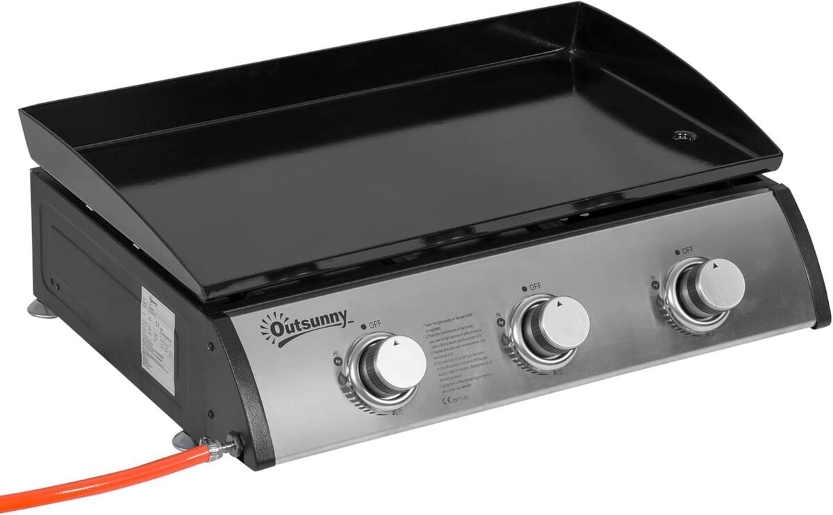 Test plancha gaz Outsunny 3 brûleurs 9 kW efficace