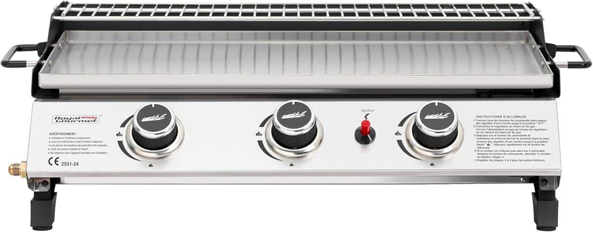 Test Royal Gourmet : plancha gaz 3 brûleurs puissants pour camping