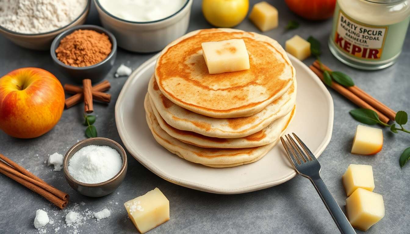 Pancakes moelleux pomme-cannelle au kéfir