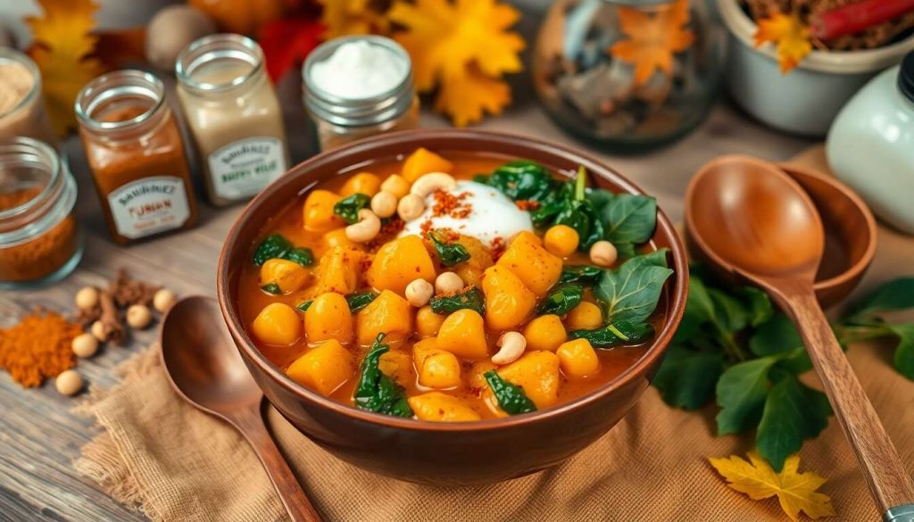 Curry d'automne : potimarron, pois chiches et épinards savoureux