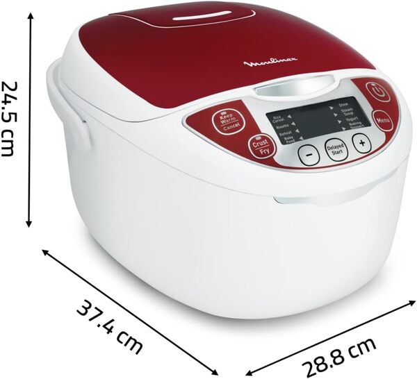 Moulinex Multicuiseur, 5 L, 750 W, 12 programmes, Maintien au chaud, Cuisson vapeur, Cuve antiadhésive amovible, Technologie Fuzzy Logic, Calcul automatique des paramètres de cuisson MK705111