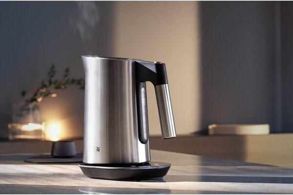 WMF Kineo Bouilloire électrique avec réglage de la température 1,6 l, filtre anti-calcaire 3000 W, affichage de la température en direct, bouilloire électrique en acier inoxydable mat