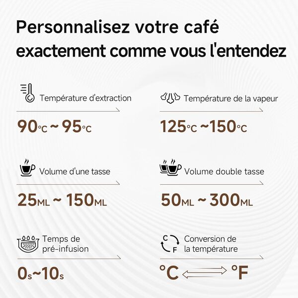 HIBREW H10A Machine a Cafe Expresso Programmable, Cafetiere Expresso en Acier Inoxydable 19 Bar avec Baguette à Vapeur, Réservoir d'eau Amovible de 1,8L