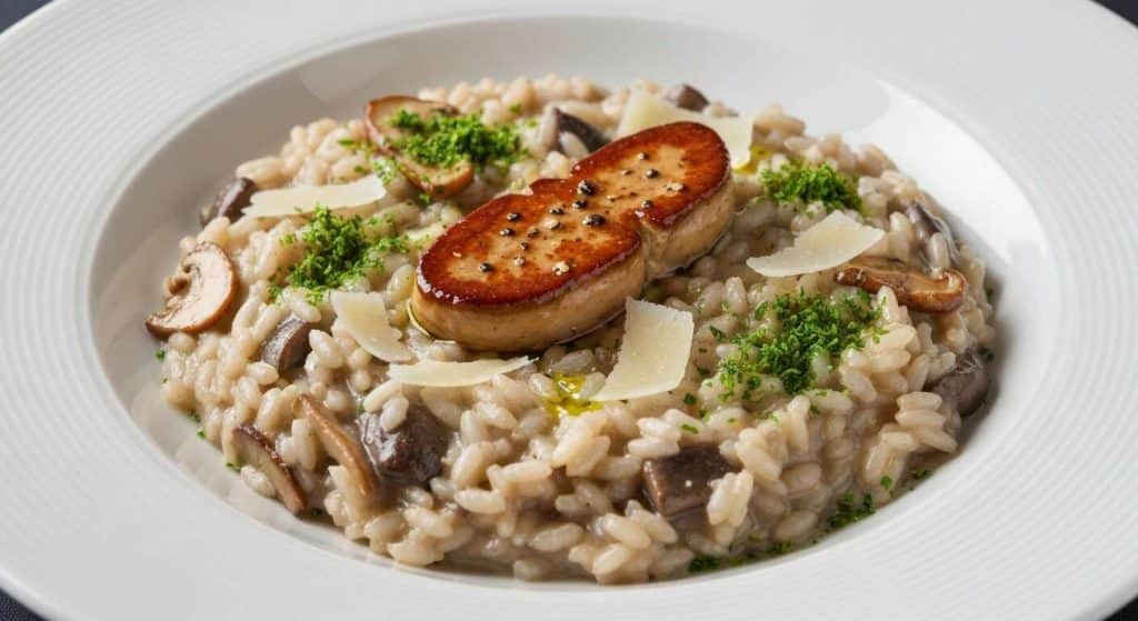 Risotto aux champignons et foie gras poêlé : recette gourmande