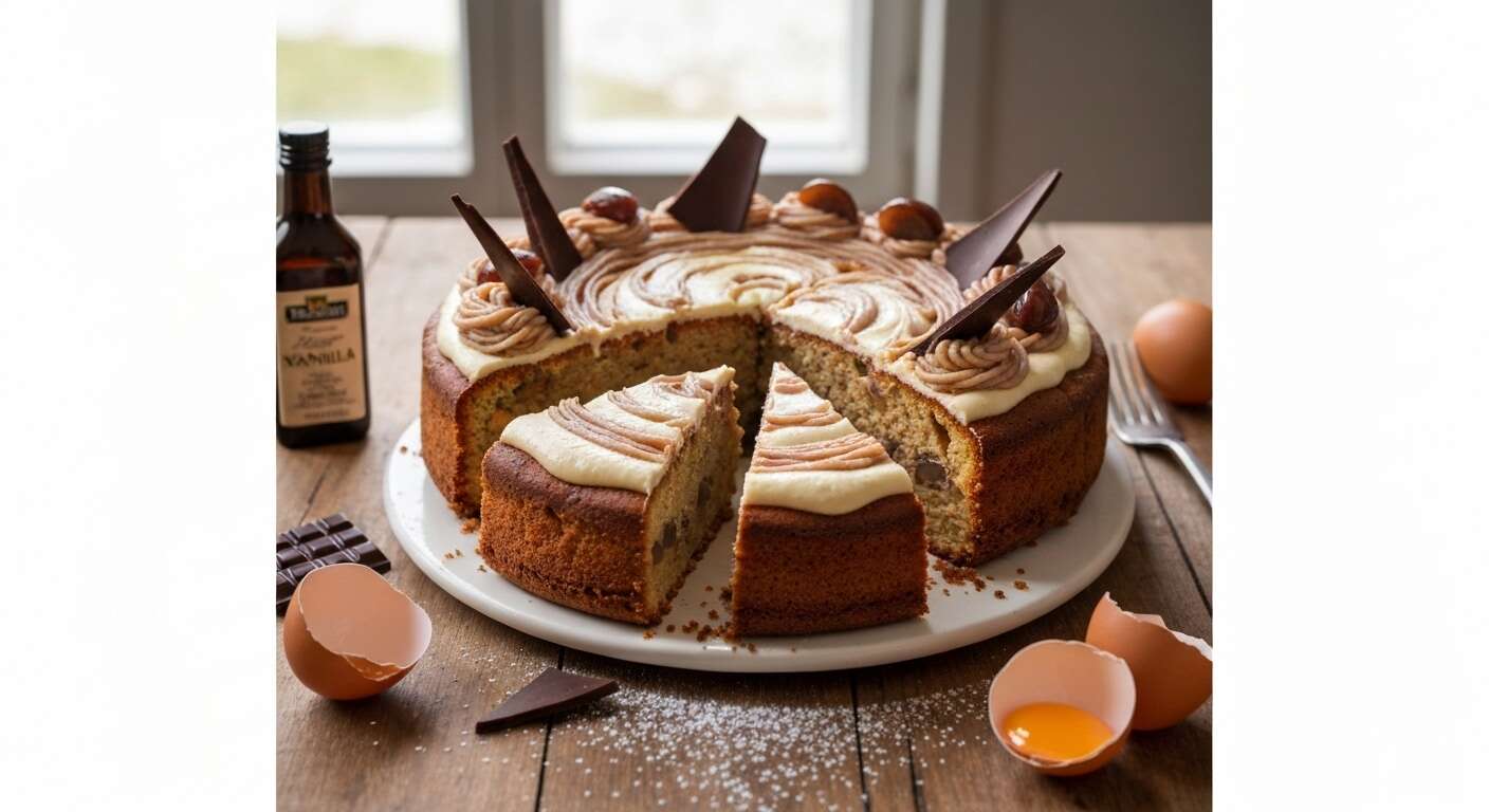 Cake à la crème de marrons et chocolat noir intense