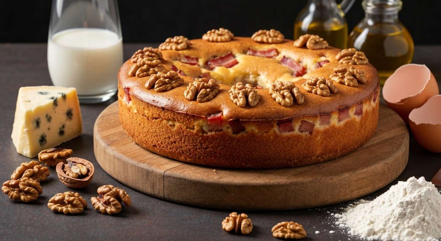 Cake au roquefort, lardons et noix : recette gourmande