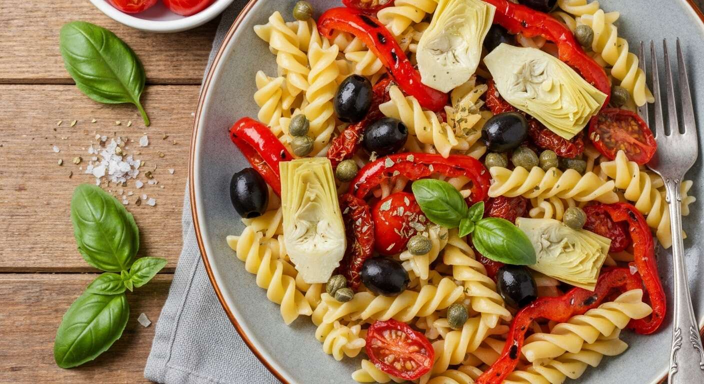 Salade de pâtes et légumes confits : recette gourmande