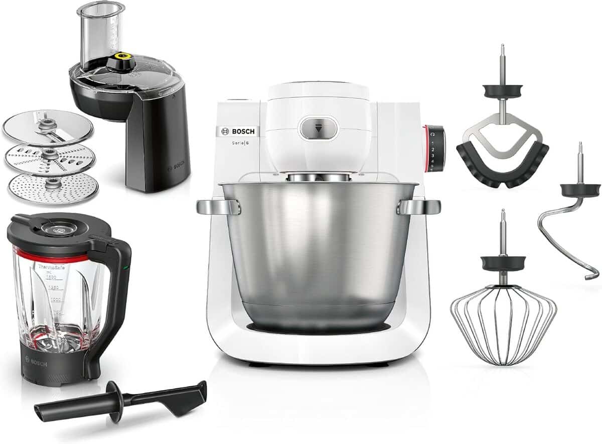 Test du robot pâtissier Bosch MUMS6EW22 : puissance 1600W et accessoires complets