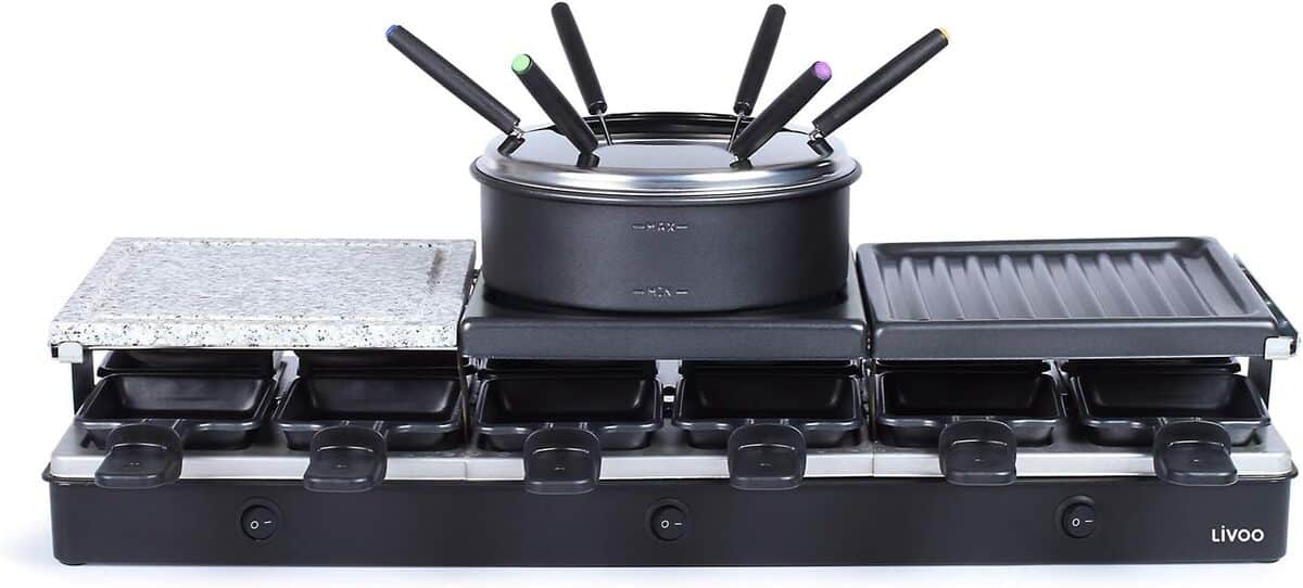Test : livoo appareil à raclette/fondue 5 en 1, 1650 W pour 12 personnes