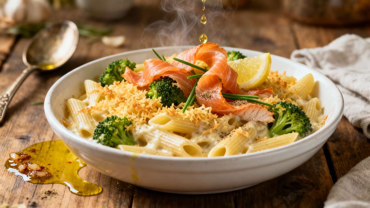 Gratin de penne au saumon fumé et brocolis - La recette facile