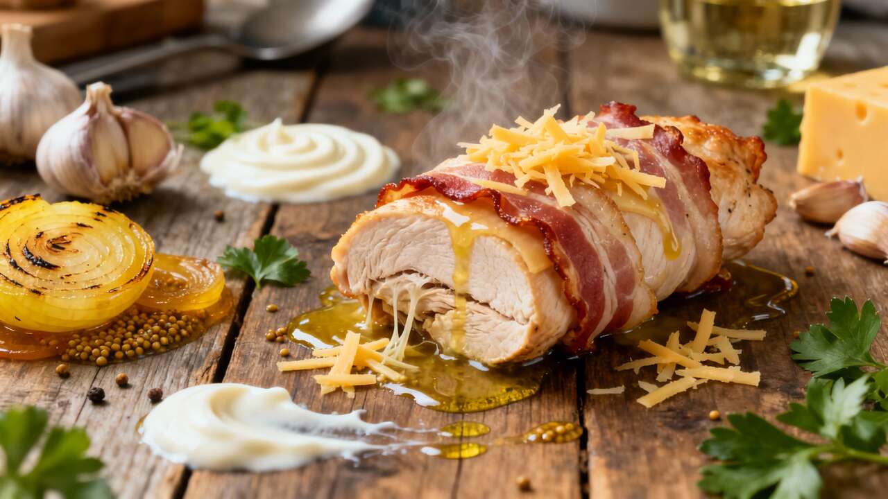 Rouleaux de Poulet au Lard Fumé et Mimolette