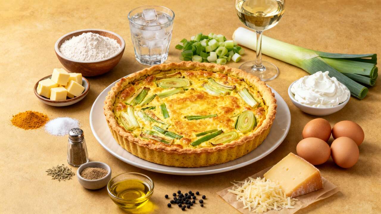 Tarte aux poireaux et vin blanc : recette savoureuse avec pâte brisée au curry