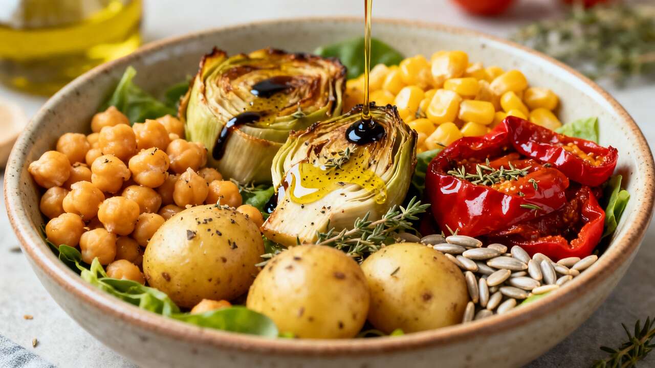 Salade composée aux légumes rôtis : recette savoureuse et facile