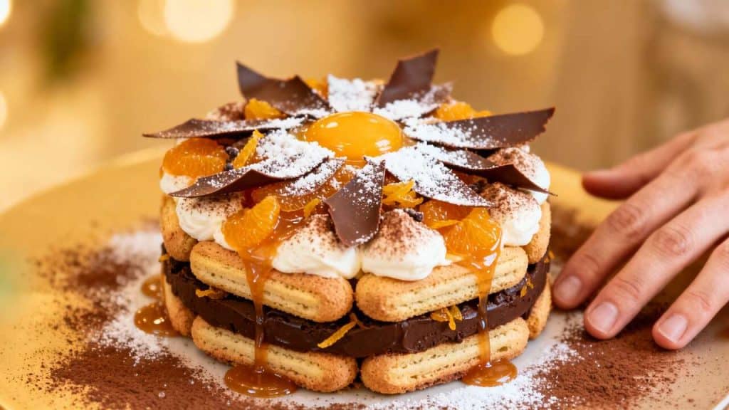 Charlotte chocolat caramel et orange : recette gourmande