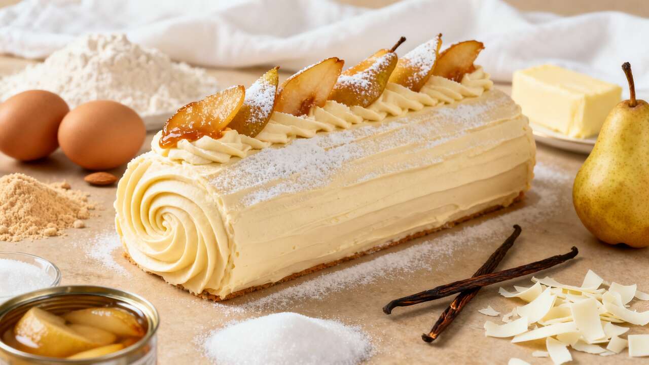 Bûche Vanille Poire : recette Gourmande