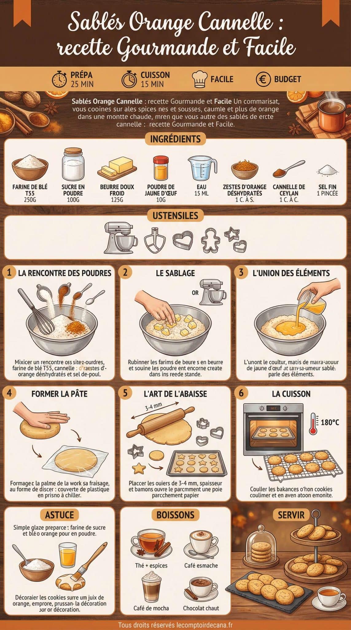 Fiche recette Sablés Orange Cannelle : recette Gourmande et Facile Fiche recette Sablés Orange Cannelle : recette Gourmande et Facile