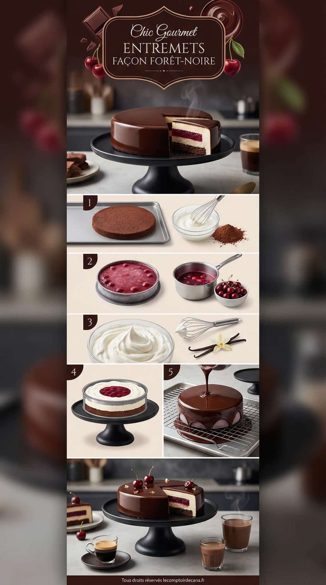 Fiche recette Entremets Fa&ccedil;on For&ecirc;t-Noire : recette Gourmande et Chic
