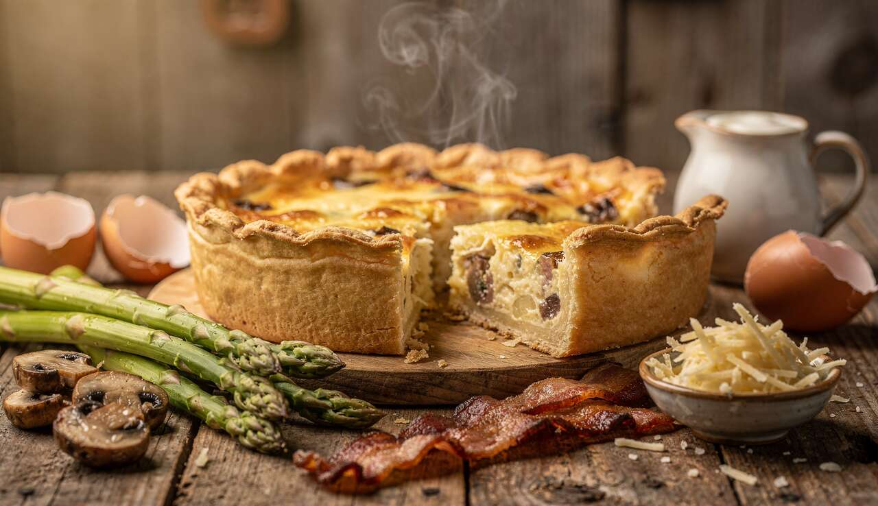 Quiche Asperges, lardons & Champignons : recette Savoureuse