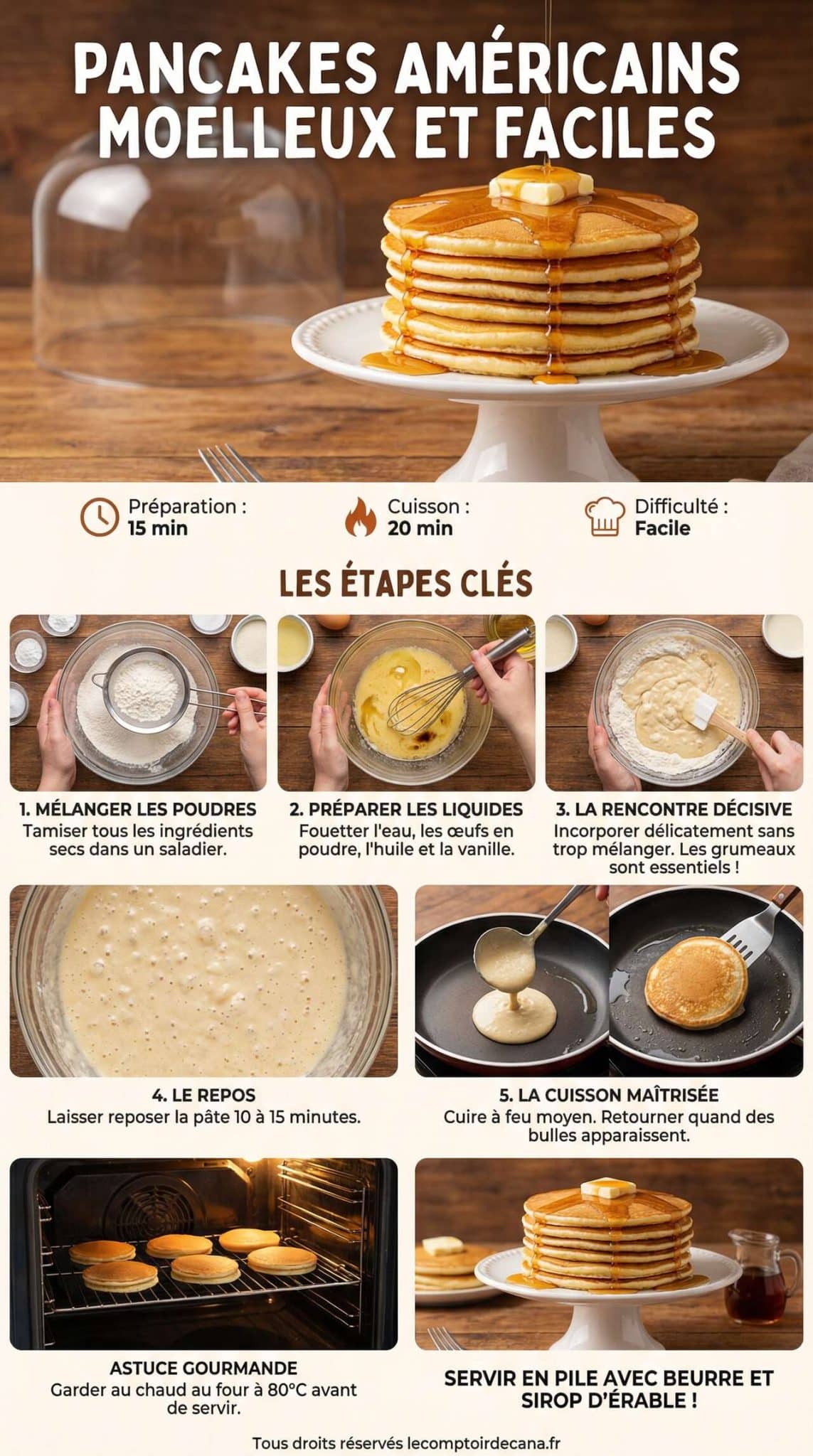Fiche recette Recette de pancakes américains moelleux et faciles Fiche recette Recette de pancakes américains moelleux et faciles