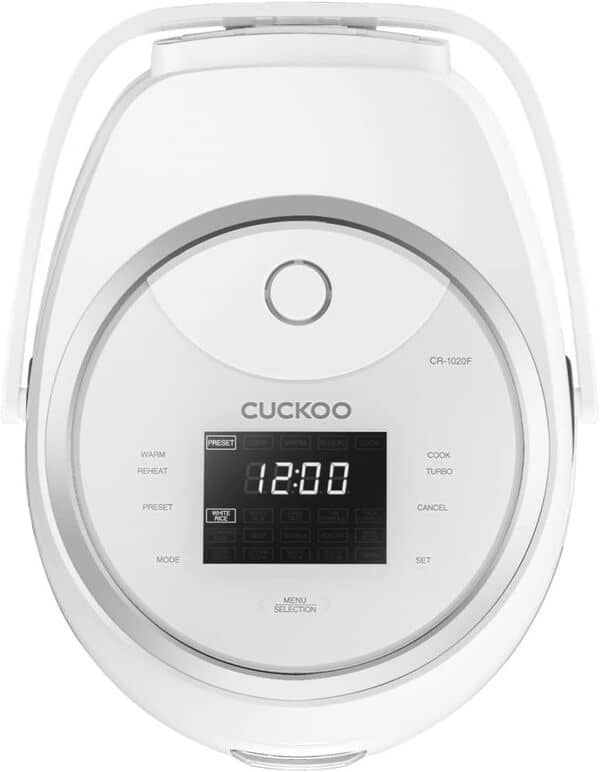 Cuckoo CR-1020F Cuiseur à riz et cuiseur vapeur, 14 programmes, fonction turbo et maintien au chaud, minuterie, pot intérieur antiadhésif, fonction Autoclean, capacité de 1,8 l (10 portions),