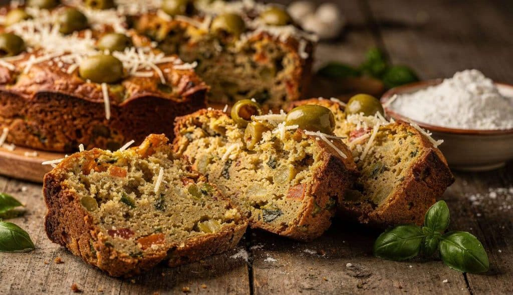 Cake salé au surimi, olives et basilic : recette facile et savoureuse