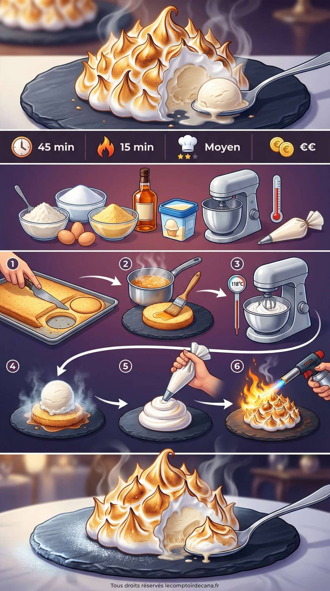 Fiche recette Recette Omelette Norv&eacute;gienne &agrave; l'Assiette