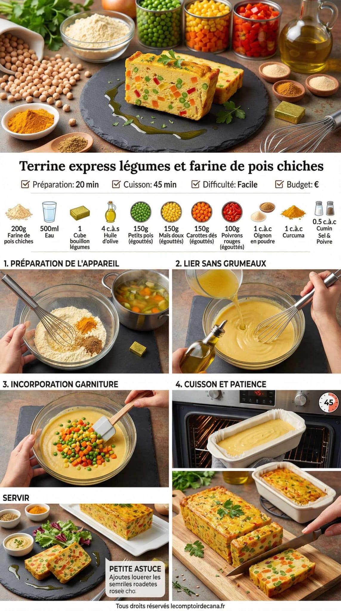 Fiche recette Terrine express l&eacute;gumes et farine de pois chiches