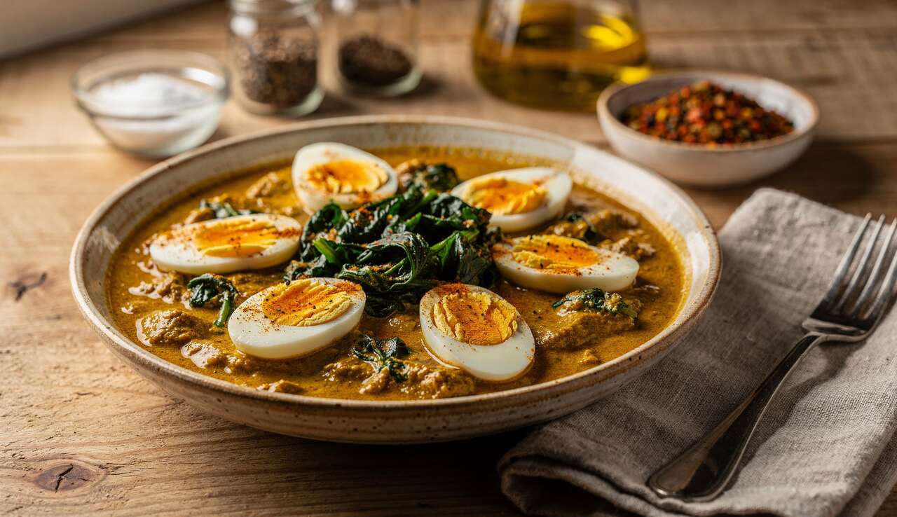 Curry d'œufs durs aux épinards : recette facile et savoureuse