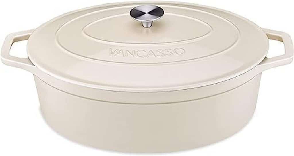 Test de la cocotte ovale en fonte vancasso 8L induction bleu