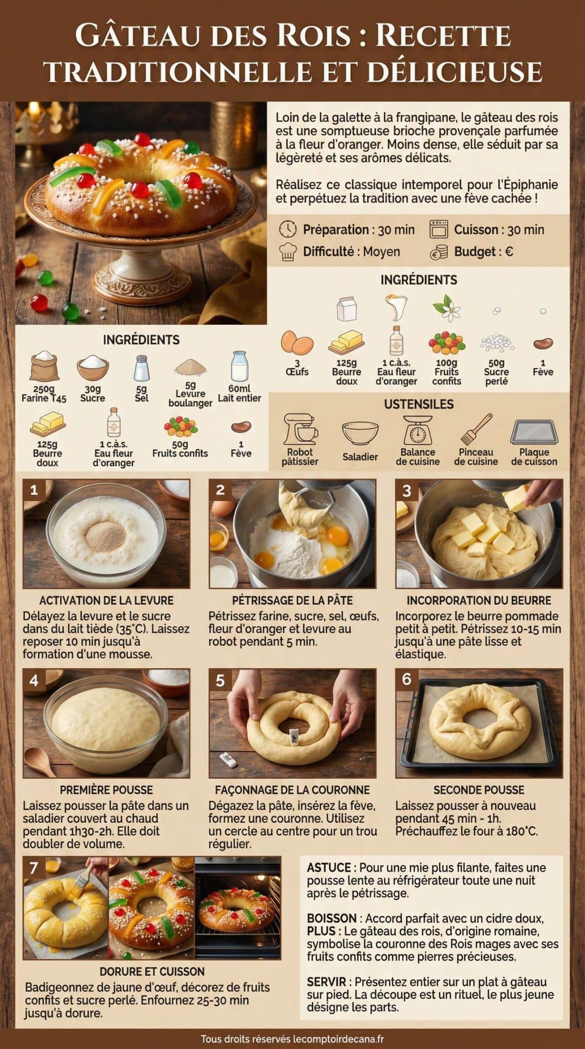 Fiche recette Gâteau des Rois : recette Traditionnelle et Délicieuse Fiche recette Gâteau des Rois : recette Traditionnelle et Délicieuse