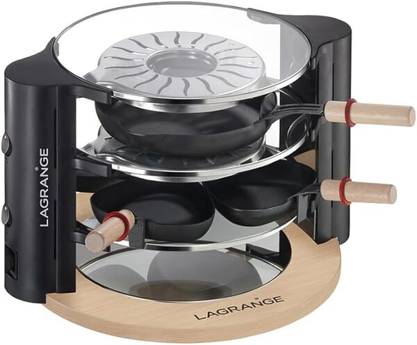 LAGRANGE, Appareil à raclette 8 personnes, Fabrication française, Poêlon à reblochonnade, Repose poêlons, 2 niveaux de cuisson, 2x450 W, Raclette Evolution®, 149011