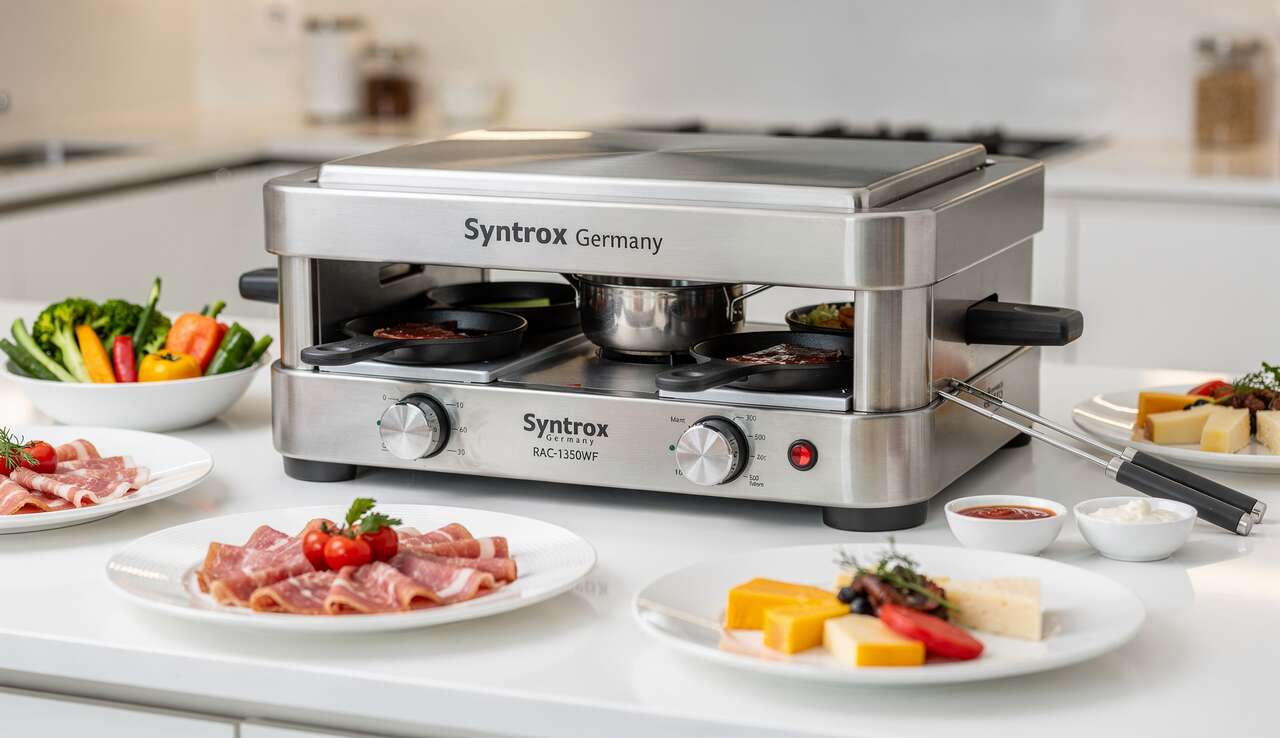 Test : syntrox Germany RAC-1350WF, la raclette grill fondue multifonction en acier inoxydable