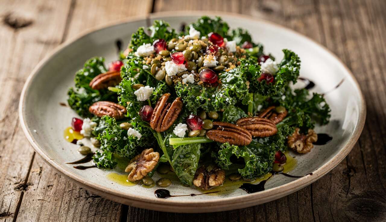 Salade de chou kale, lentilles et grenade : recette gourmande