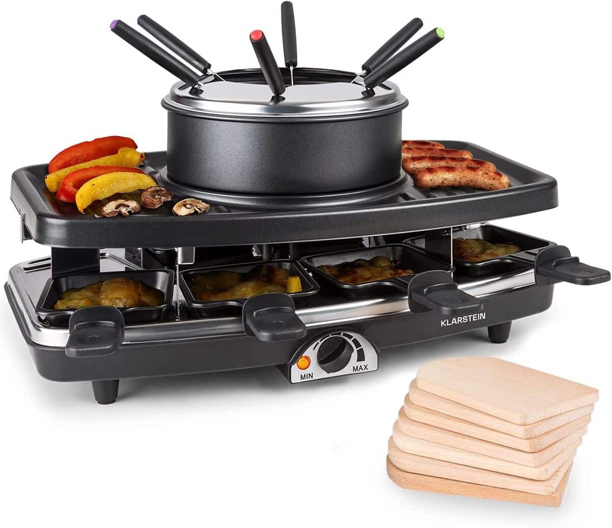 Test : appareil à raclette et fondue 3-en-1 Klarstein, 1100W