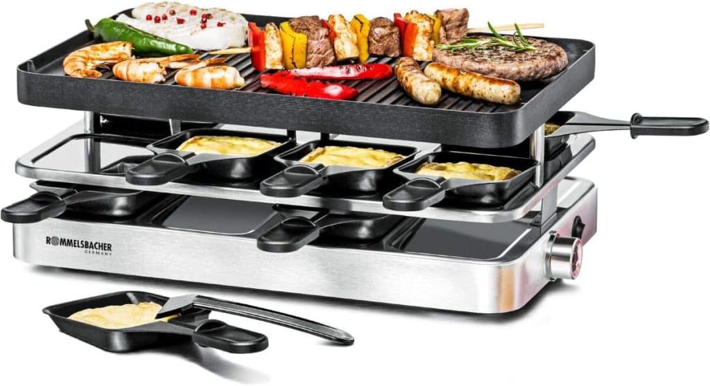 Test du grill raclette ROMMELSBACHER RC 1400 : plaque 2-en-1