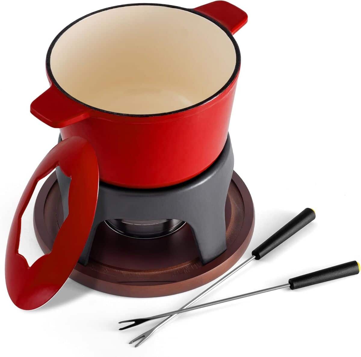 Test : service à fondue Swissmar F66705 en fonte inox rouge