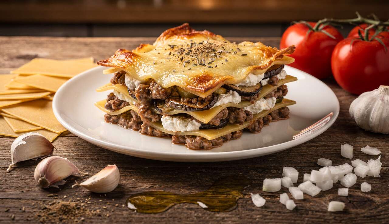 Lasagnes chèvre, aubergine et bolognaise : recette savoureuse
