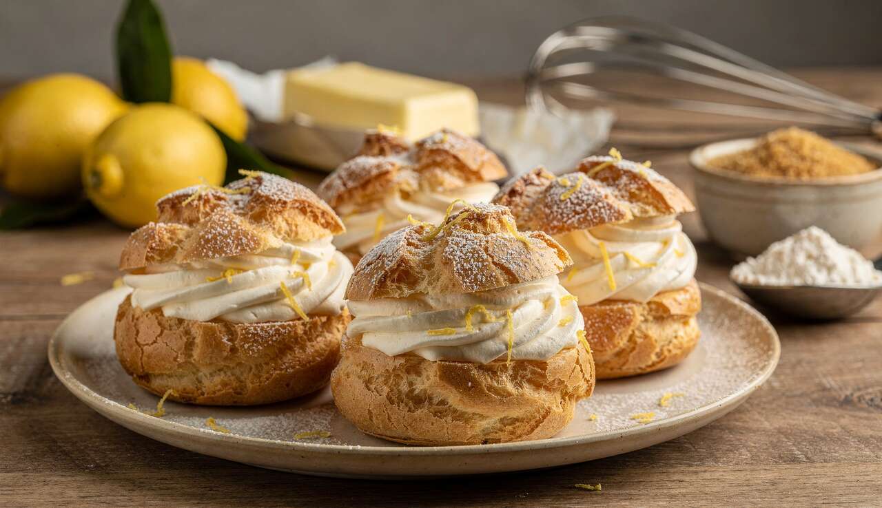 Choux au craquelin citron et chantilly mascarpone