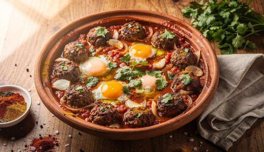 Tajine de kefta : recette marocaine traditionnelle aux œufs