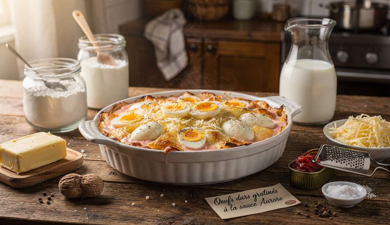 Oeufs durs gratinés à la sauce Aurore : recette facile et savoureuse